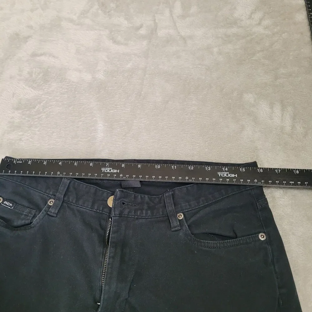 RVCA Daggers Fit Jeans Mens 32x32 Black Slim Straight Zip Fly Stretch Denim - Picture 6 of 12